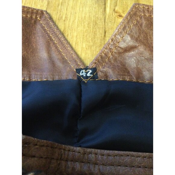 Vintage Brown Leather Pants Adjustable Buckle Straps Lined Size 42 Western - Picture 4 of 5